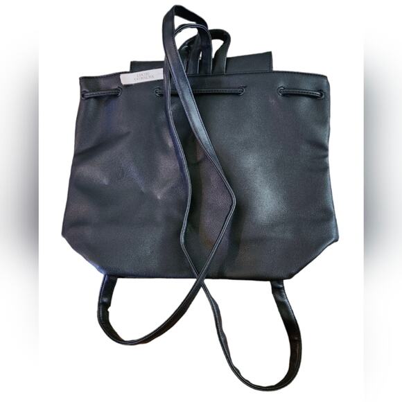 NWT Victoria's Secret black vegan leather full size drawstring backpack - Picture 5 of 14